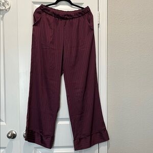 Abercrombie and Fitch Satin Plum Wide-Leg Pants Sleepwear